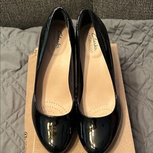 Clarks Women's Shiny Black Heels